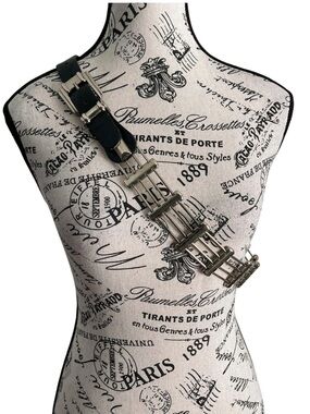 Vintage 90s Avant-Garde Metal Bar Statement Belt Industrial western goth